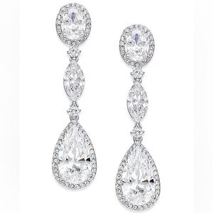 Eliot Danori Silver-Tone Oval Crystal Drop Earrings
